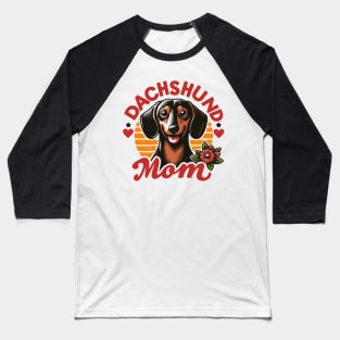 Dachshund Retro Sunset Dog Daschund Baseball T-Shirt
